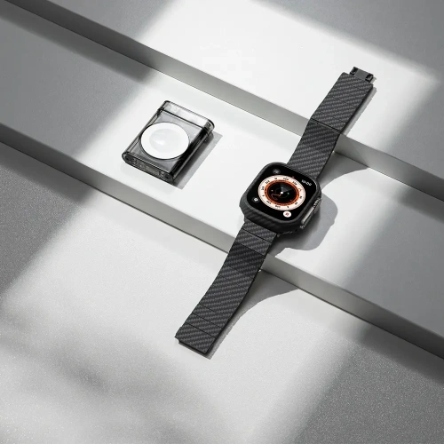 Pasek PITAKA Carbon Fiber Modern do Apple Watch 1/2/3/4/5/6/7/8/9/10/11/SE/SE 3/Ultra/Ultra 2/Ultra 3 czarno szary