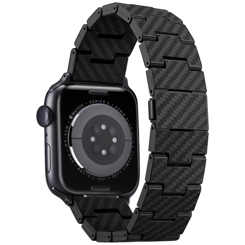 Pasek PITAKA Carbon Fiber Retro do Apple Watch 1/2/3/4/5/6/7/8/9/10/11/SE/SE 3/Ultra/Ultra 2/Ultra 3 czarno szary