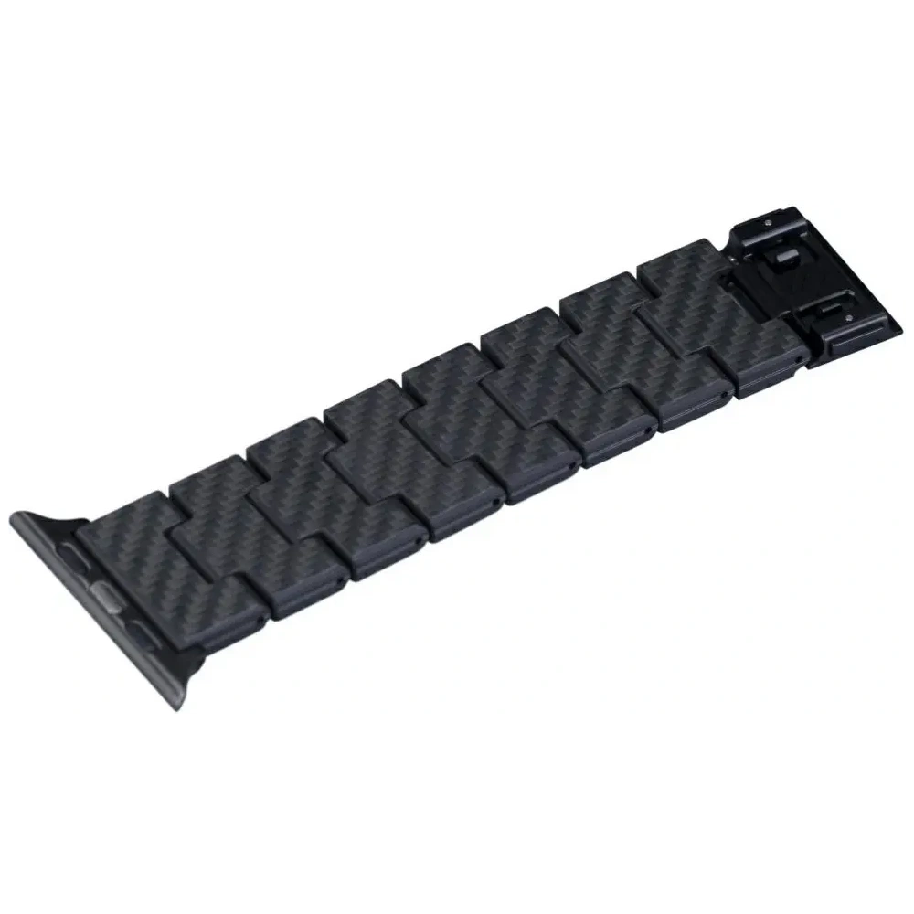 Pasek PITAKA Carbon Fiber Retro do Apple Watch 1/2/3/4/5/6/7/8/9/10/11/SE/SE 3/Ultra/Ultra 2/Ultra 3 czarno szary