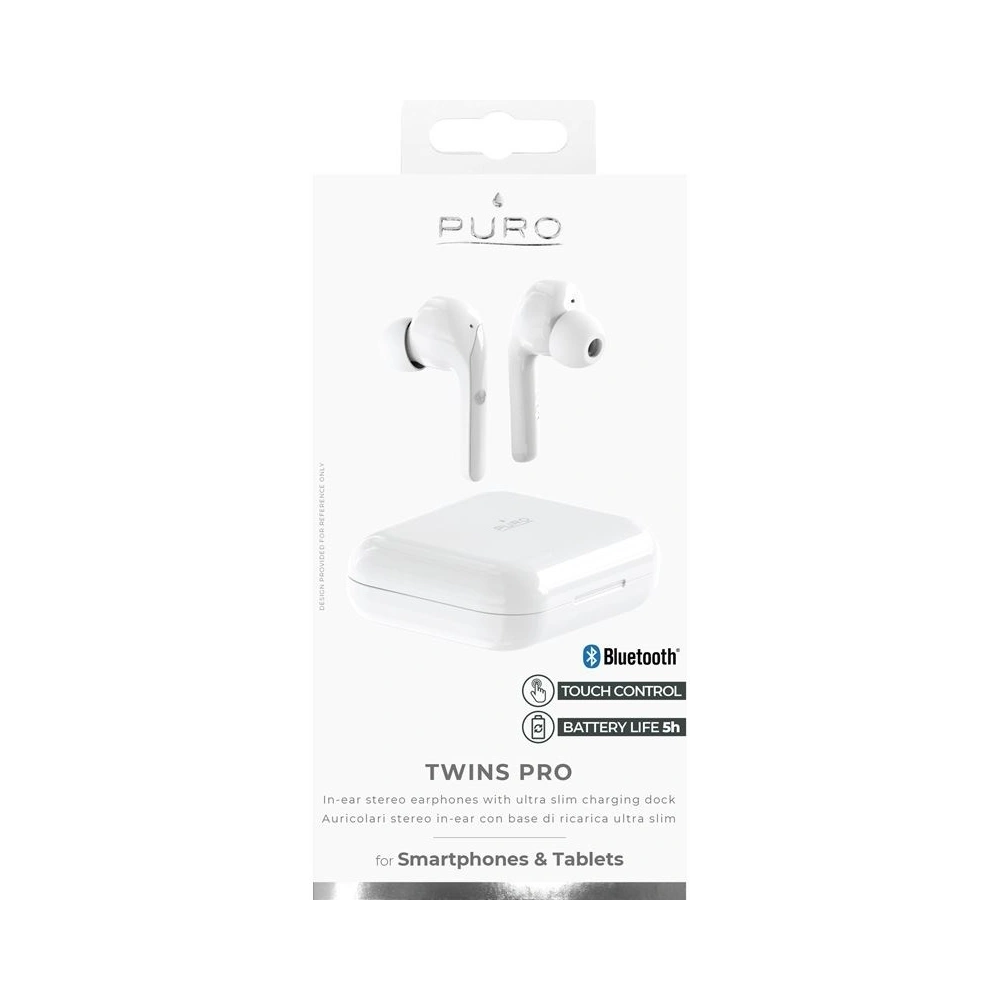 Hurtownia GSM - Bezdrátová sluchátka PURO TWINS PRO TWS Bluetooth 5.0 s nabíjecím pouzdrem, voděodolnost IPX5 (Bílá) - PUR098WHT - {ean13} - Hurt