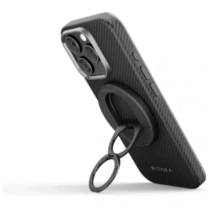 Uchwyt magnetyczny na palec PITAKA MagEZ Grip 3 MagSafe z funkcją podstawki czarno szary