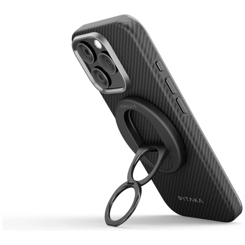 Uchwyt magnetyczny na palec PITAKA MagEZ Grip 3 MagSafe z funkcją podstawki czarno szary