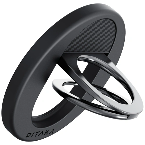 Uchwyt magnetyczny na palec PITAKA MagEZ Grip 3 MagSafe z funkcją podstawki czarno szary