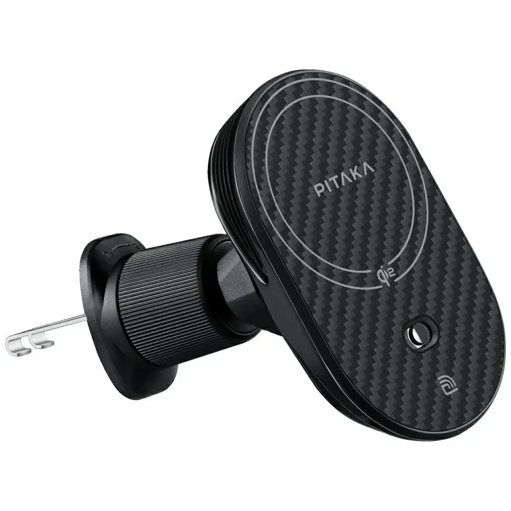 Uchwyt samochodowy z ładowarką bezprzewodową PITAKA MagEZ Pro 2 Qi2 15W NFC MagSafe czarno szary