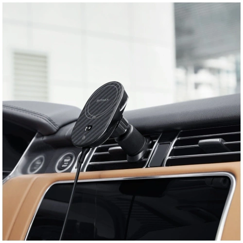 Uchwyt samochodowy z ładowarką bezprzewodową PITAKA MagEZ Pro 2 Qi2 15W NFC MagSafe czarno szary