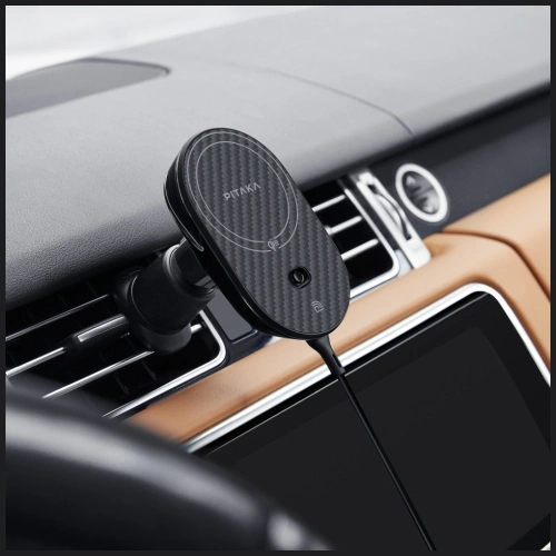 Uchwyt samochodowy z ładowarką bezprzewodową PITAKA MagEZ Pro 2 Qi2 15W NFC MagSafe czarno szary