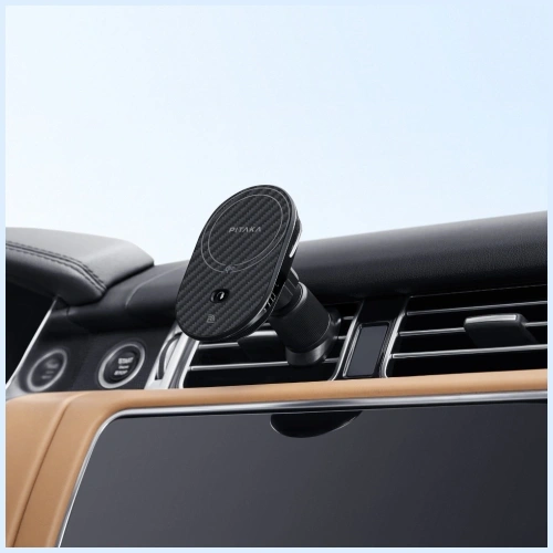 Uchwyt samochodowy z ładowarką bezprzewodową PITAKA MagEZ Pro 2 Qi2 15W NFC MagSafe czarno szary