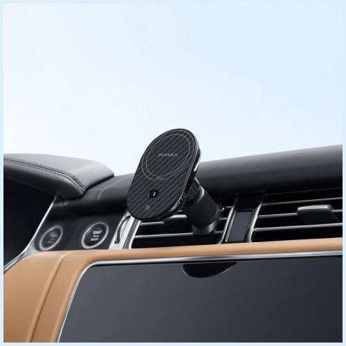 Uchwyt samochodowy z ładowarką bezprzewodową PITAKA MagEZ Pro 2 Qi2 15W NFC MagSafe czarno szary