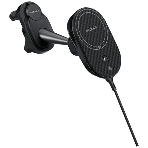 Uchwyt samochodowy z ładowarką bezprzewodową PITAKA MagEZ Pro 2 Qi2 Tesla MagSafe do Tesla Model 3/Y czarno szary