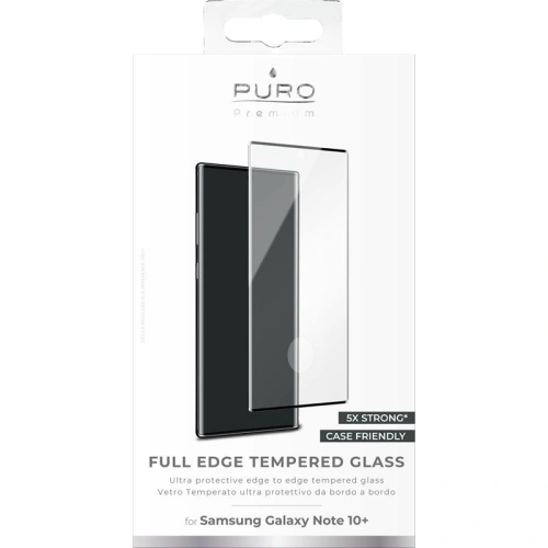 Szkło hartowane PURO Premium Full Edge Tempered Glass Case Friendly Samsung Galaxy Note 10+ Plus (czarna ramka)