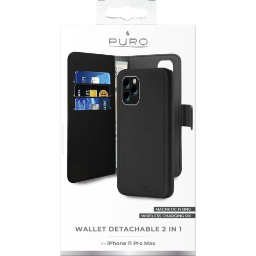 Etui PURO Wallet Detachable 2w1 Apple iPhone 11 Pro Max (czarny)