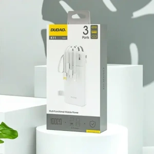 Powerbank Dudao K11 10000mAh z wbudowanymi kablami biały