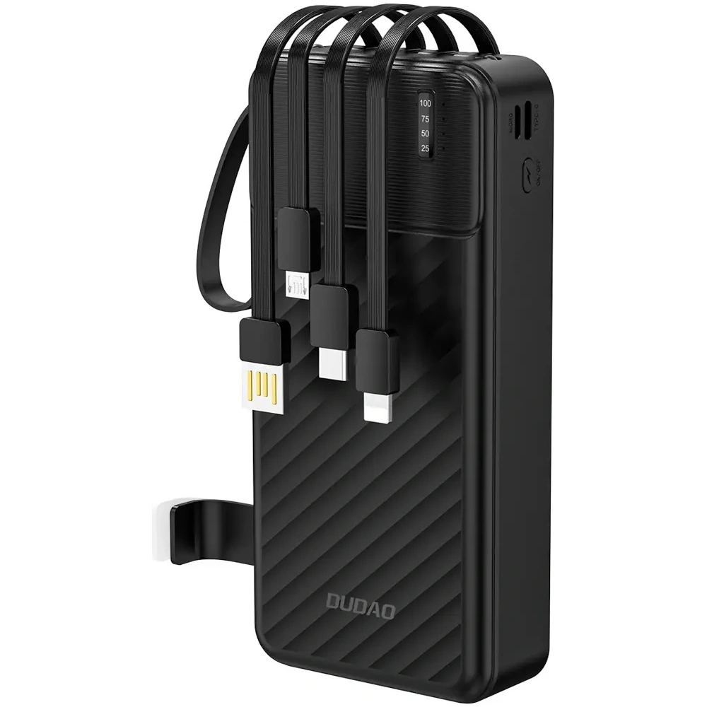 Powerbank Dudao K11 Pro 20000mAh z wbudowanymi kablami czarny