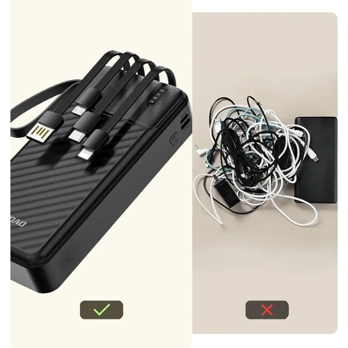 Powerbank Dudao K11 Pro 20000mAh z wbudowanymi kablami czarny