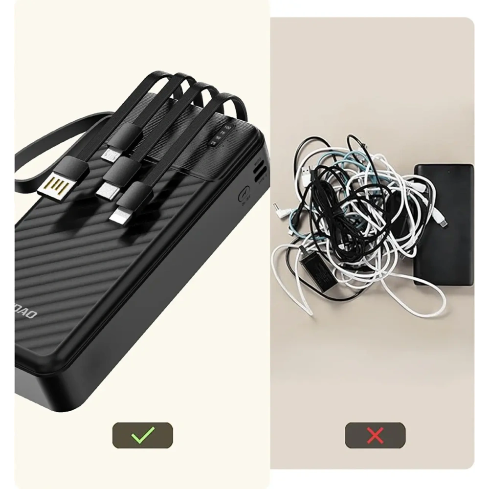 Powerbank Dudao K11 Pro 20000mAh z wbudowanymi kablami czarny