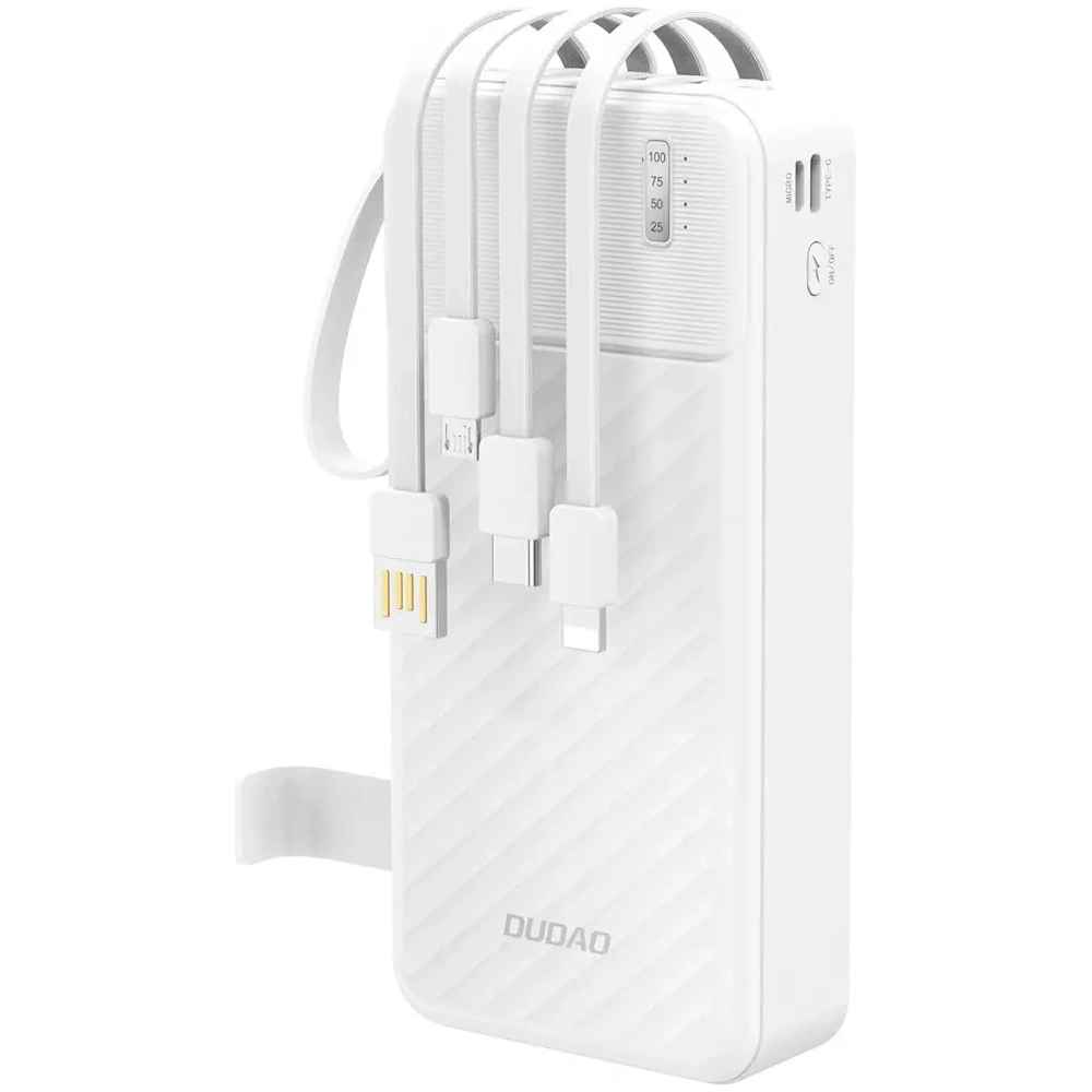 Powerbank Dudao K11 Pro 20000mAh z wbudowanymi kablami biały