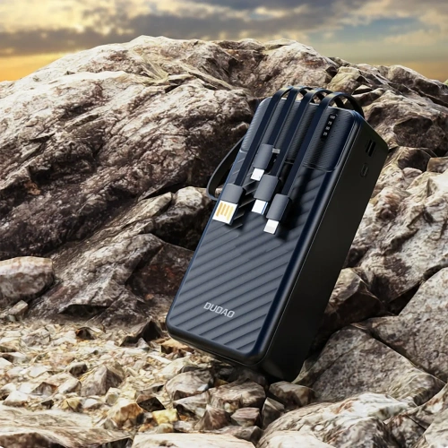 Powerbank Dudao K11 Max 30000mAh z wbudowanymi kablami czarny