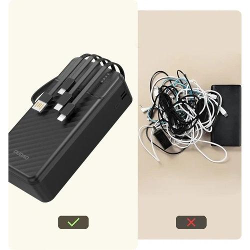 Powerbank Dudao K11 Max 30000mAh z wbudowanymi kablami czarny