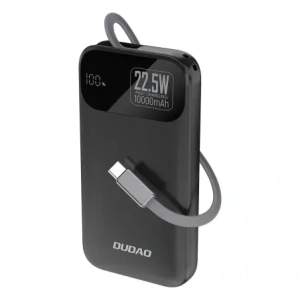Powerbank Dudao K31 10000 mAh 22,5W PD z wbudowanym kablem czarny