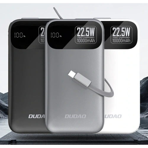 Powerbank Dudao K31 10000 mAh 22,5W PD z wbudowanym kablem szary