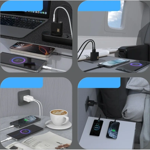 Ładowarka sieciowa Dudao A27 Max USB-A, USB-C 35W + kabel USB-C czarna