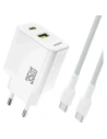 Ładowarka sieciowa Dudao A27 Max USB-A, USB-C 35W + kabel USB-C biała