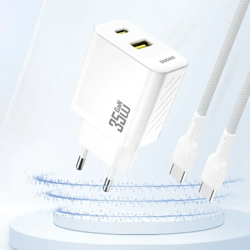 Ładowarka sieciowa Dudao A27 Max USB-A, USB-C 35W + kabel USB-C biała