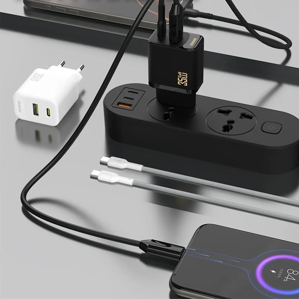 Ładowarka sieciowa Dudao A27 Max USB-A, USB-C 35W + kabel USB-C biała