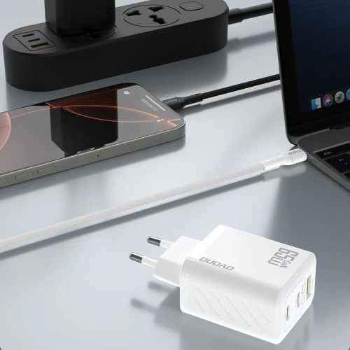 Ładowarka sieciowa Dudao A29C 65W GaN USB-A, 2xUSB-C + kabel USB-C biała