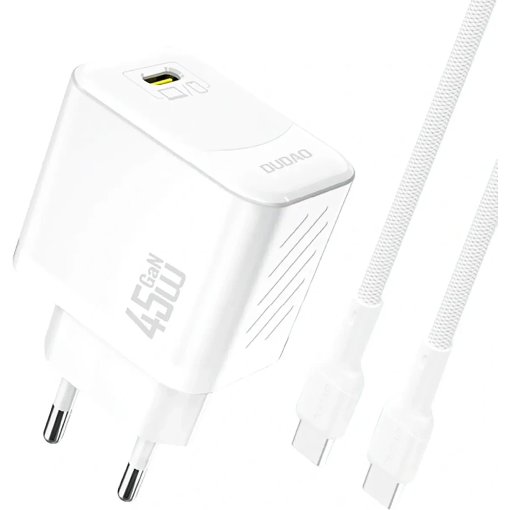 Ładowarka sieciowa Dudao A28C 45W GaN USB-C + kabel USB-C biała