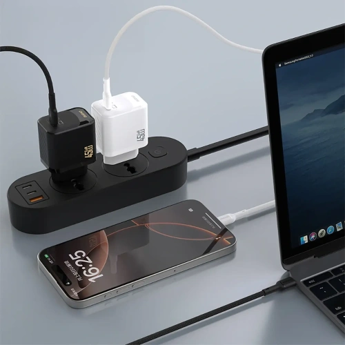 Ładowarka sieciowa Dudao A28C 45W GaN USB-C + kabel USB-C biała
