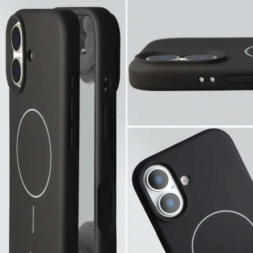 Silikonowe etui z pierścieniem magnetycznym Bizon Soft Case Magnetic do Apple iPhone 17 czarne