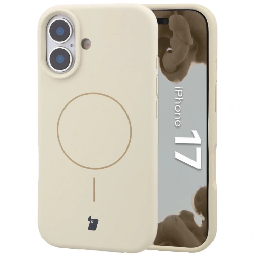 Silikonowe etui z pierścieniem magnetycznym Bizon Soft Case Magnetic do Apple iPhone 17 écru