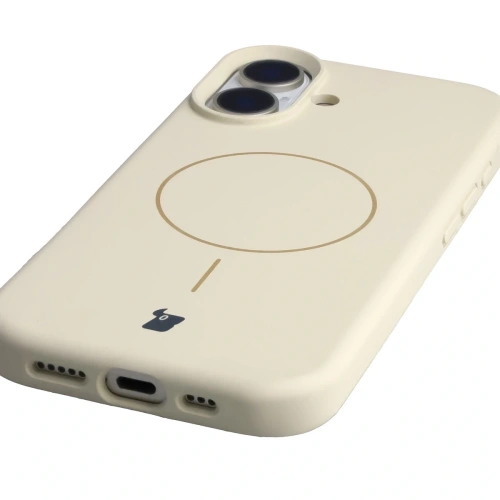 Silikonowe etui z pierścieniem magnetycznym Bizon Soft Case Magnetic do Apple iPhone 17 écru
