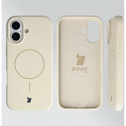 Silikonowe etui z pierścieniem magnetycznym Bizon Soft Case Magnetic do Apple iPhone 17 écru