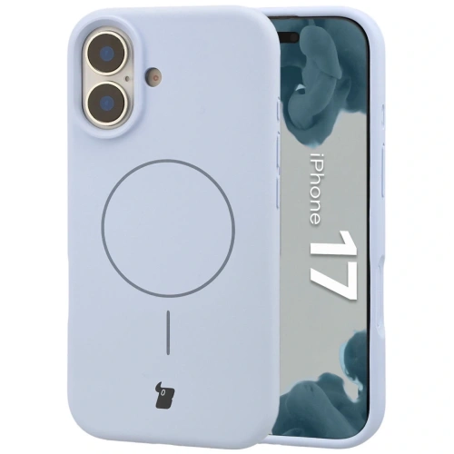 Silikonowe etui z pierścieniem magnetycznym Bizon Soft Case Magnetic do Apple iPhone 17 błękitne
