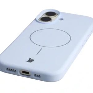 Silikonowe etui z pierścieniem magnetycznym Bizon Soft Case Magnetic do Apple iPhone 17 błękitne