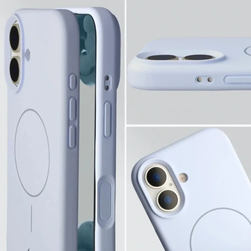 Silikonowe etui z pierścieniem magnetycznym Bizon Soft Case Magnetic do Apple iPhone 17 błękitne