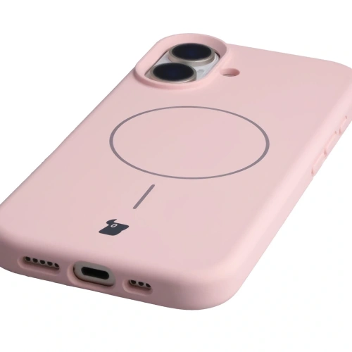 Silikonowe etui z pierścieniem magnetycznym Bizon Soft Case Magnetic do Apple iPhone 17 jasnoróżowe