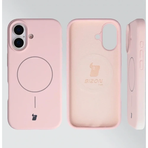 Silikonowe etui z pierścieniem magnetycznym Bizon Soft Case Magnetic do Apple iPhone 17 jasnoróżowe