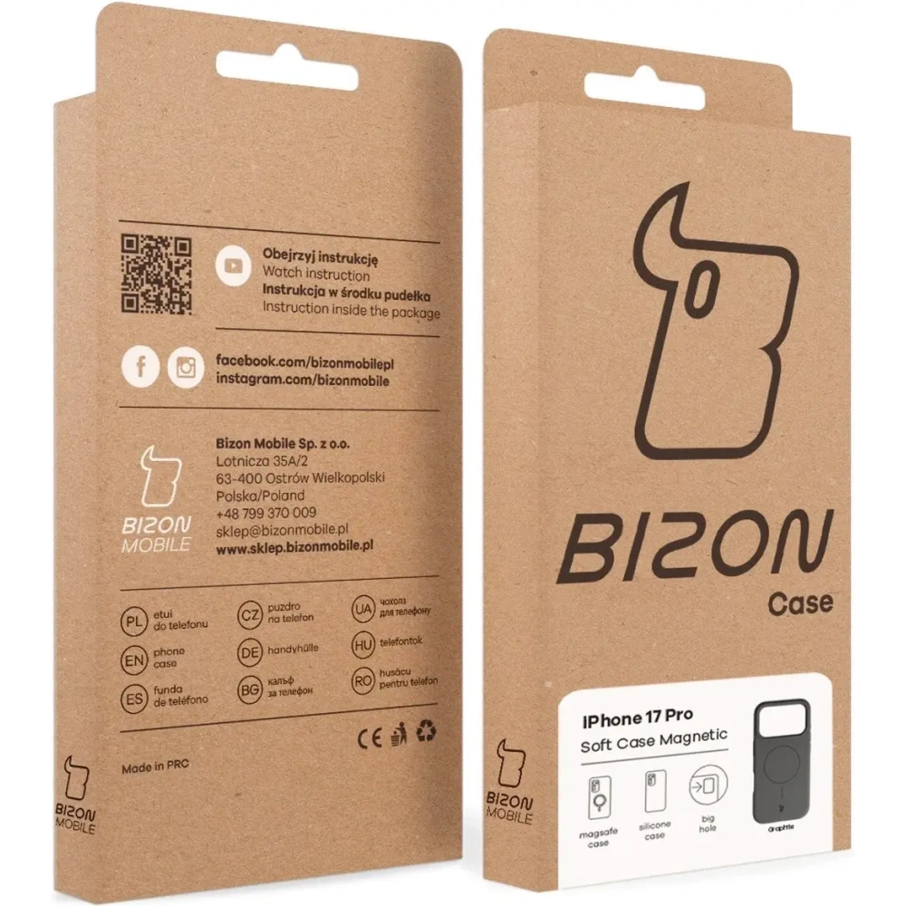 Silikonowe etui z pierścieniem magnetycznym Bizon Soft Case Magnetic do Apple iPhone 17 Pro grafitowe