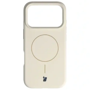 Silikonowe etui z pierścieniem magnetycznym Bizon Soft Case Magnetic do Apple iPhone 17 Pro écru