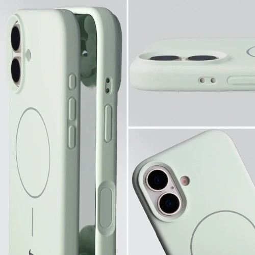 Silikonowe etui z pierścieniem magnetycznym Bizon Soft Case Magnetic do Apple iPhone 17 pistacjowe