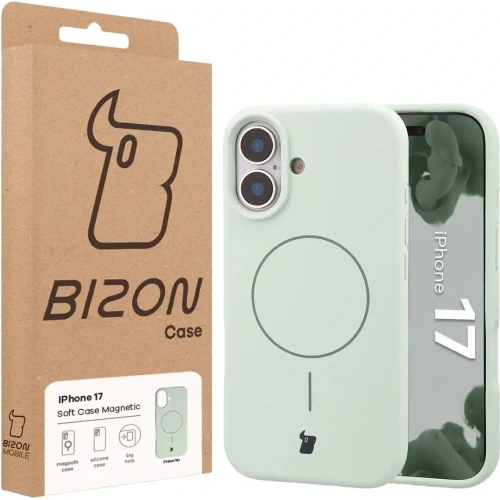 Silikonowe etui z pierścieniem magnetycznym Bizon Soft Case Magnetic do Apple iPhone 17 pistacjowe