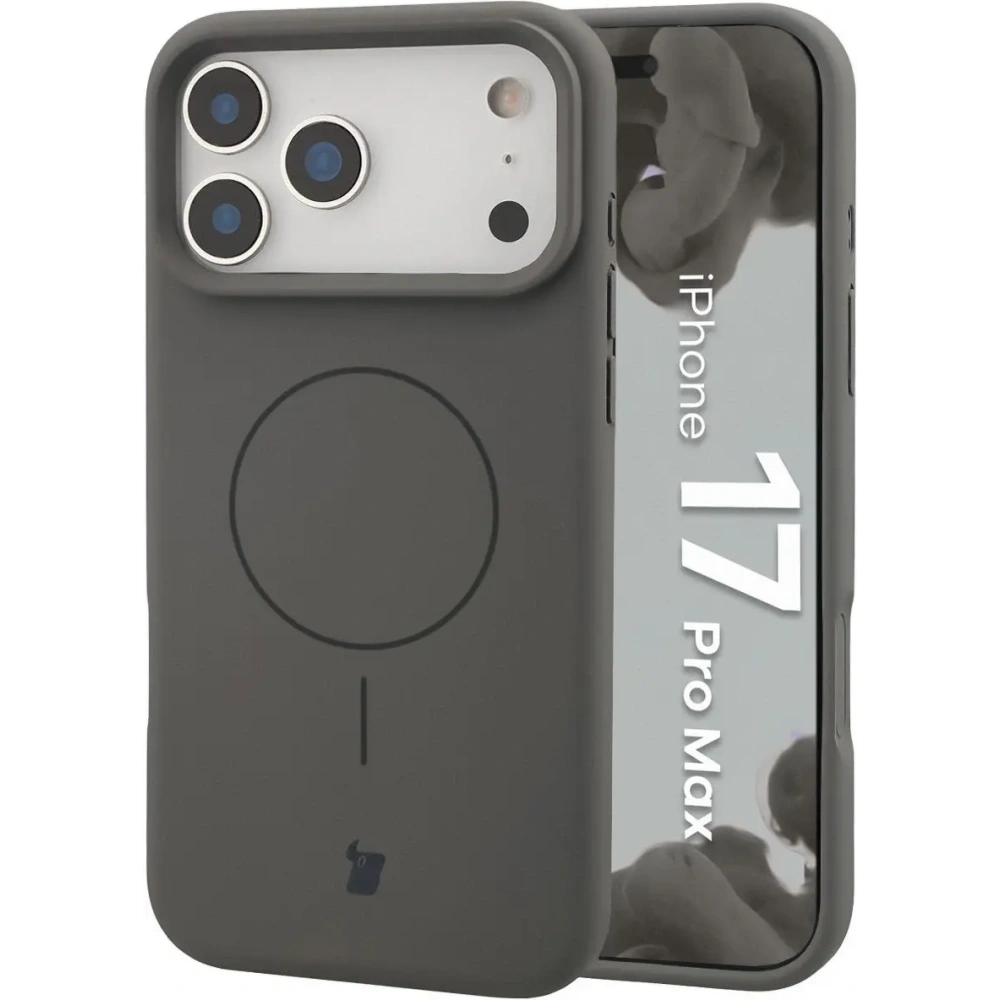 Silikonowe etui z pierścieniem magnetycznym Bizon Soft Case Magnetic do Apple iPhone 17 Pro Max grafitowe