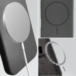 Silikonowe etui z pierścieniem magnetycznym Bizon Soft Case Magnetic do Apple iPhone 17 Pro Max grafitowe