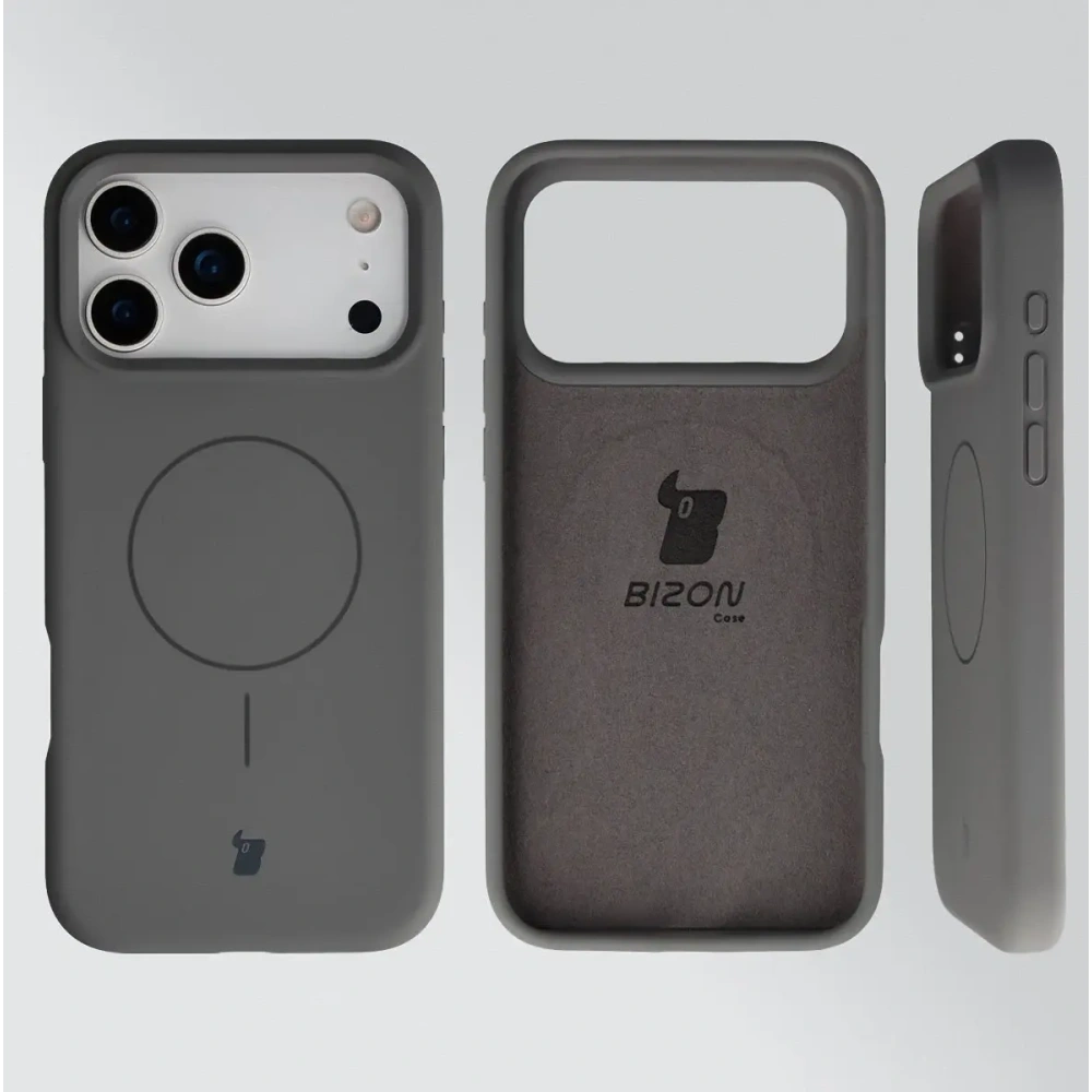 Silikonowe etui z pierścieniem magnetycznym Bizon Soft Case Magnetic do Apple iPhone 17 Pro Max grafitowe