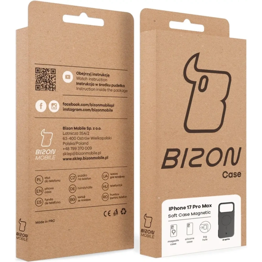 Silikonowe etui z pierścieniem magnetycznym Bizon Soft Case Magnetic do Apple iPhone 17 Pro Max grafitowe