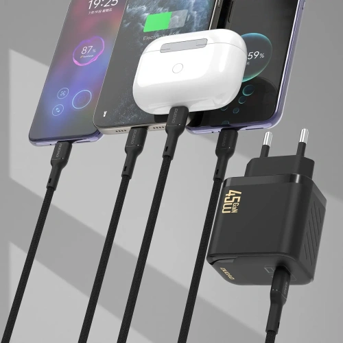 Ładowarka sieciowa Dudao A28C 45W GaN USB-C + kabel USB-C czarna
