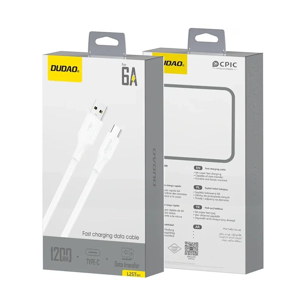 Kabel Dudao L2sT USB-A / USB-C 6A 1.2m biały